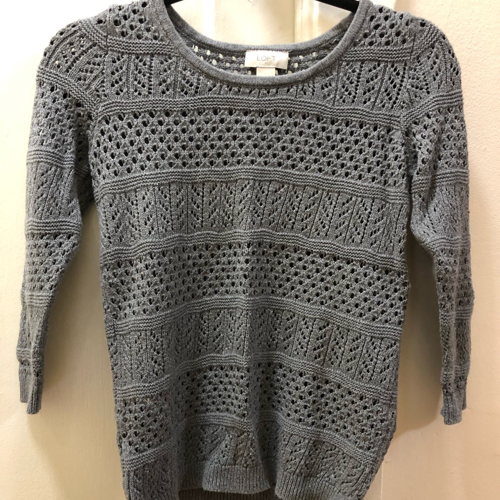 Loft grey lace knit sweater